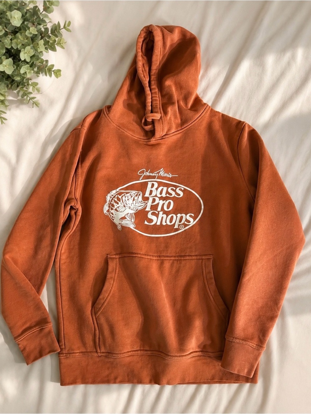 Bass Pro Shops Men's Orange Crewneck Hoodie with White Logo